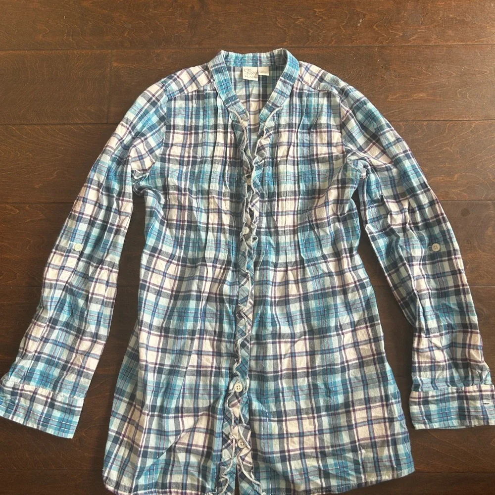 The Children’s Place Sz L (10/12) Plaid Ruffle Cotton 4125